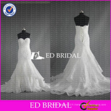 2017 ED Bridal Real Sample Sexy Sweetheart Lace Up Back Mermaid Robe de mariée avec train long